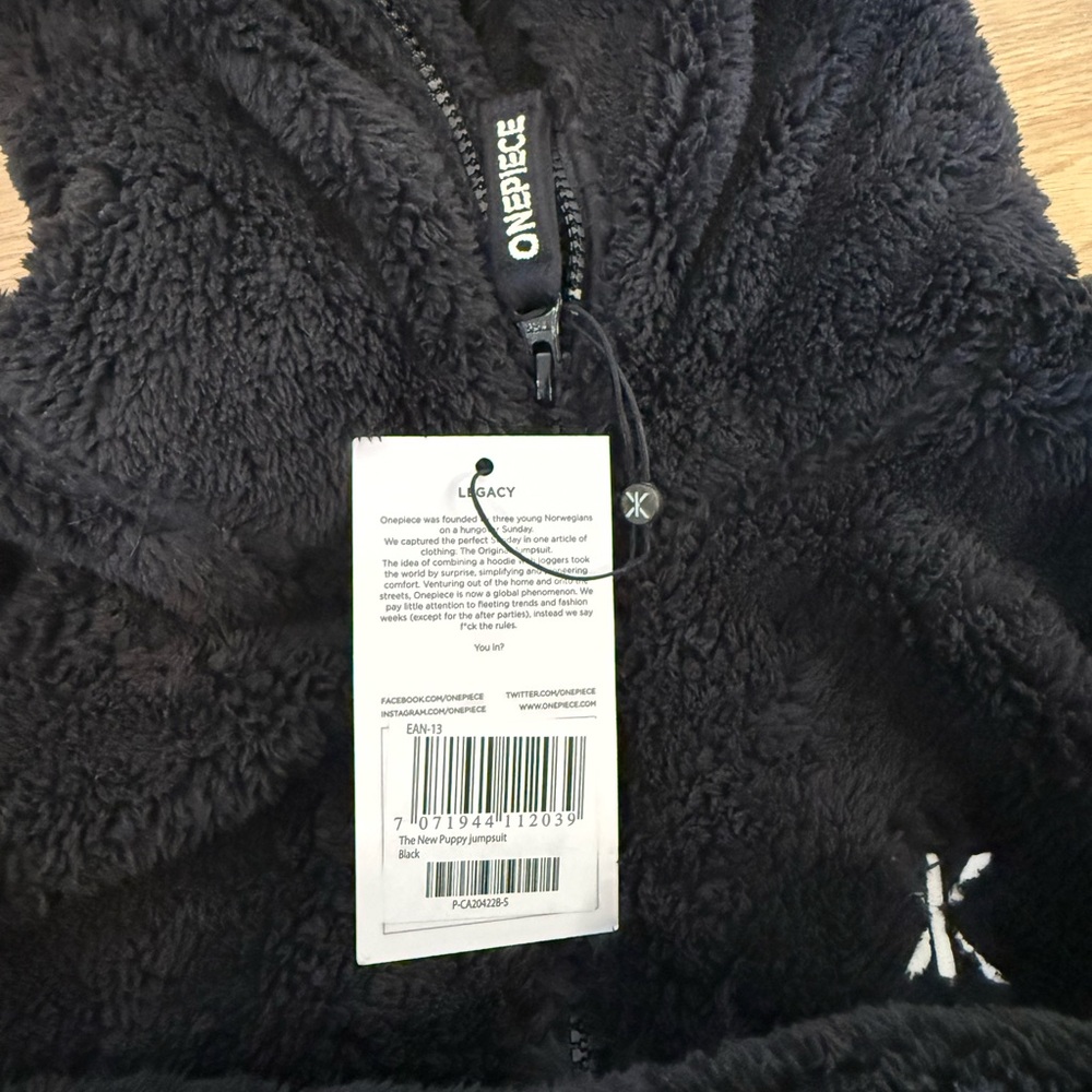 ONEPIECE Black Hooded Onesie - new puppy jumpsuit - small. BRAND NEW WITH TAGS - Picture 4 of 10